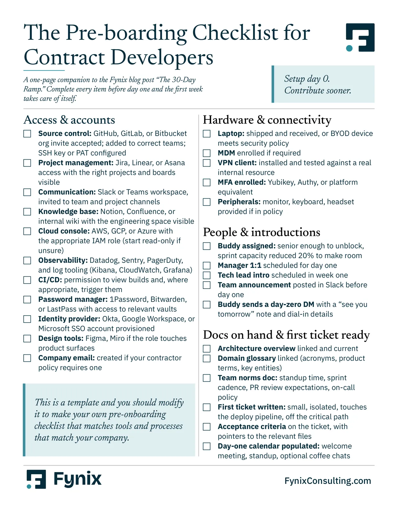 Illustration for The Pre-boarding Checklist for Contract Developers
